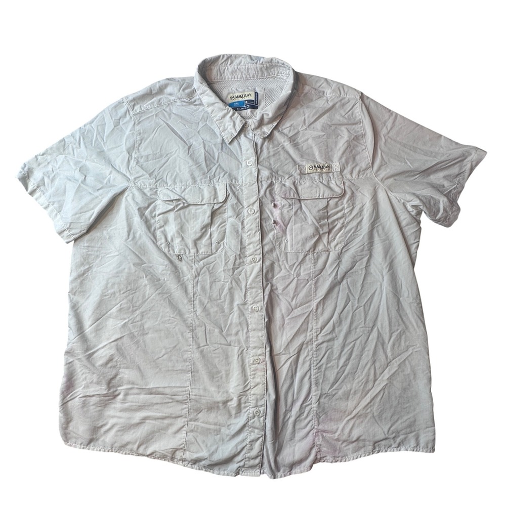 Magellan Fishing Shirt Womens 3X White Laguna Madre Relaxed Fit Moisture Wicking
